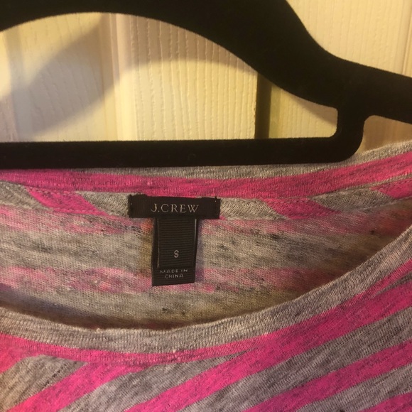 J Crew Gray and Pink Striped Linen Tee - Picture 3 of 4